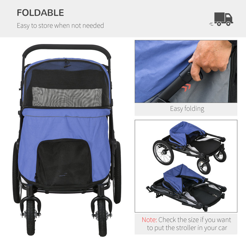 Pawhut Dog Stroller For Medium And Large Dogs And Cats Easy Fold Pet Stroller With Washable Cushion Storage Bags Safety Leash For Outdoor Travel Wayfair